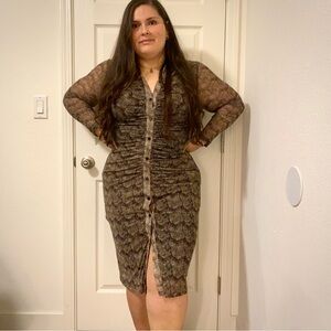 Button Through Mesh Dress